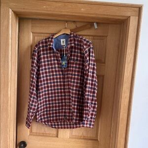 Casual Orange and Blue Plaid Flannels Button Down Shirt